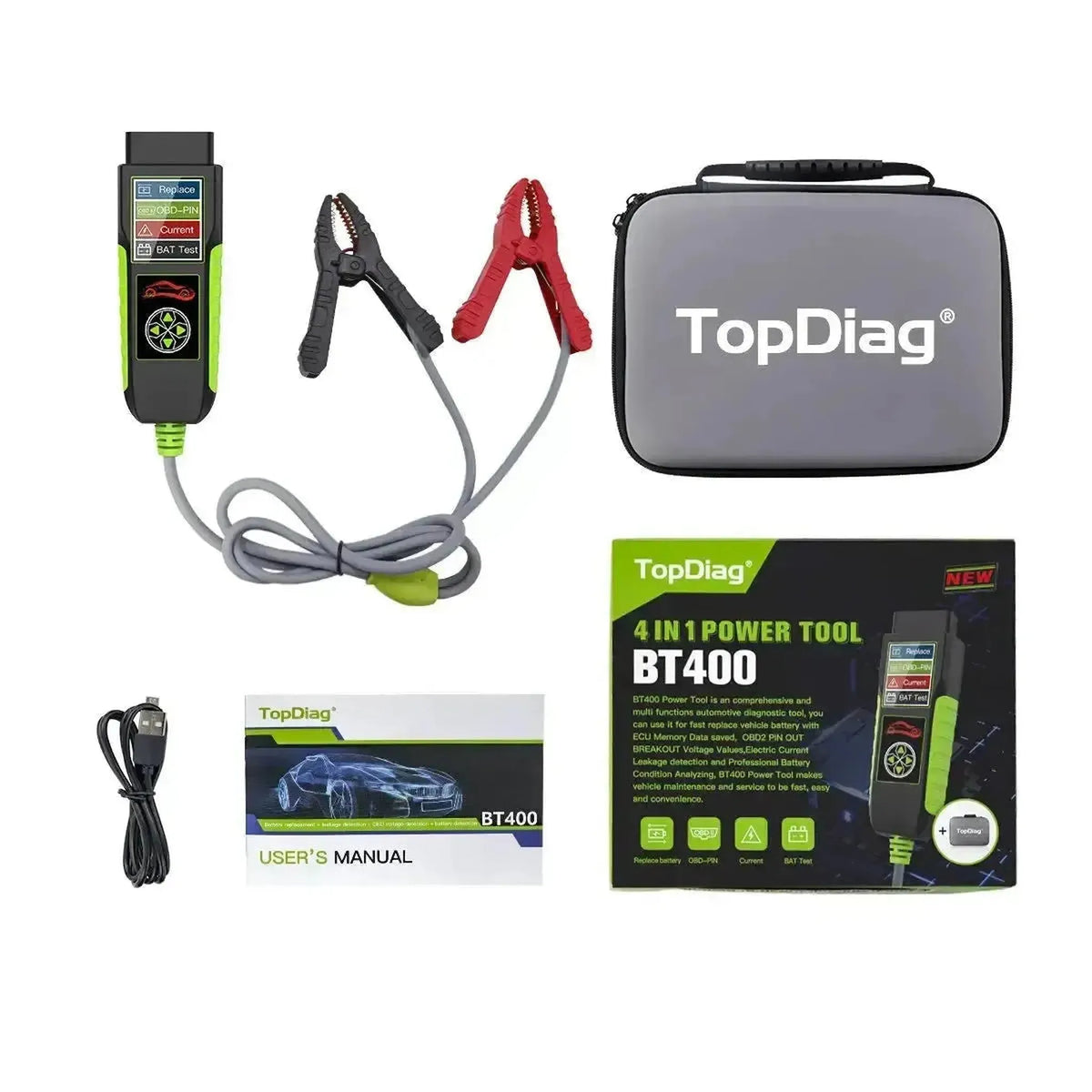 TopDiag BT400 Daugianakpė | Akumuliatoriaus testeris