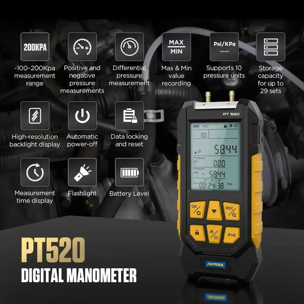 Autool PT520 | Oro slėgio testas