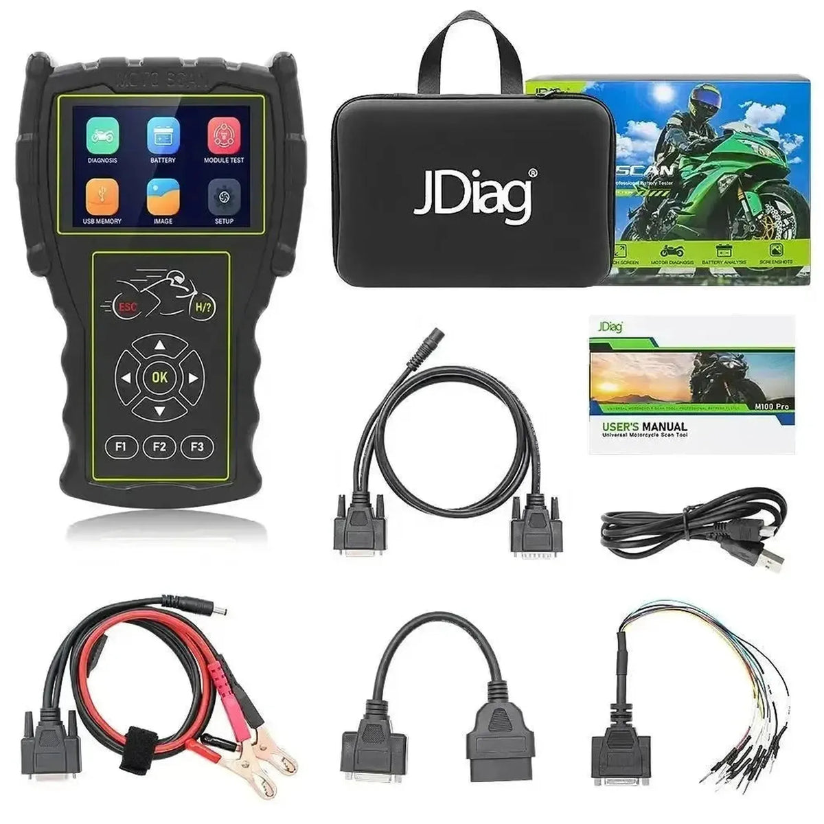 JDiag M100 Pro motociklo diagnostikos aparatas
