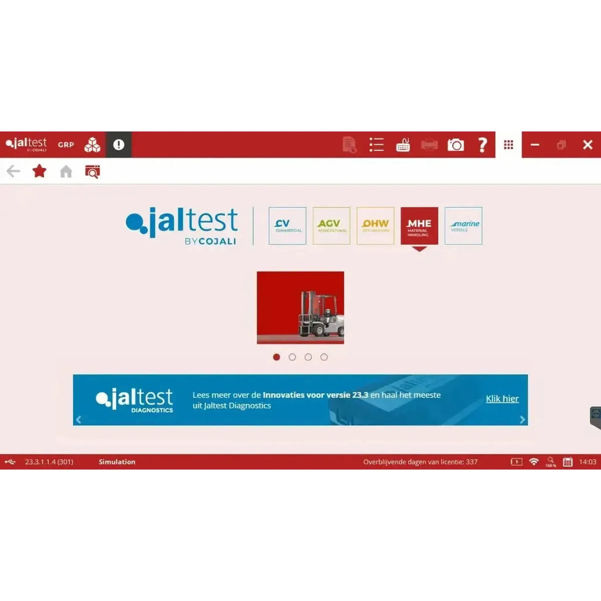 Jaltest MHE (Material Handling Equipment) diagnostikos aparatas