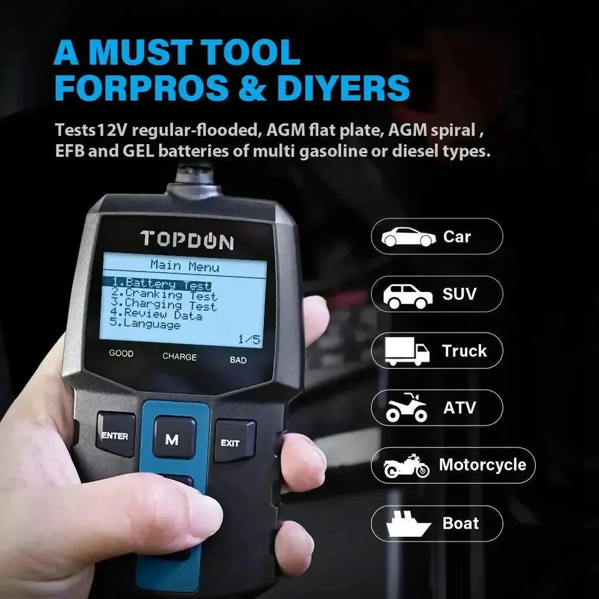 Topdon BT100 | Akumuliatoriaus testuoklis