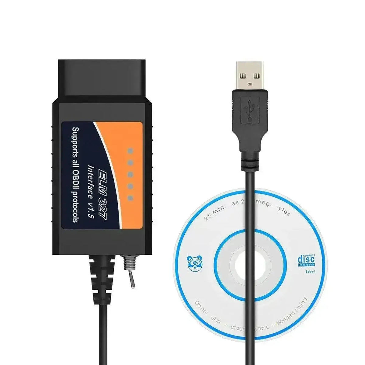 Universalus ELM327 (CHT340) (HS/MS-CAN jungiklis) | USB-sąsajos kabelis